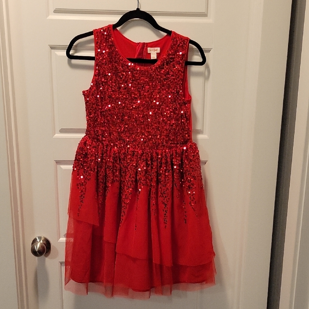 Cat & Jack Red Sequin Fit and Flare Dress